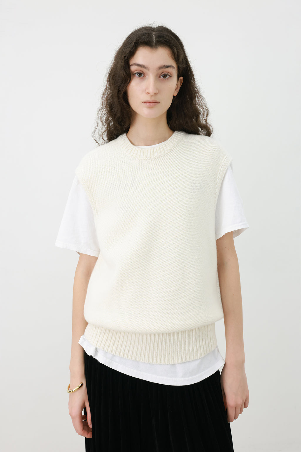 Merino Wool 100 Vest Ivory