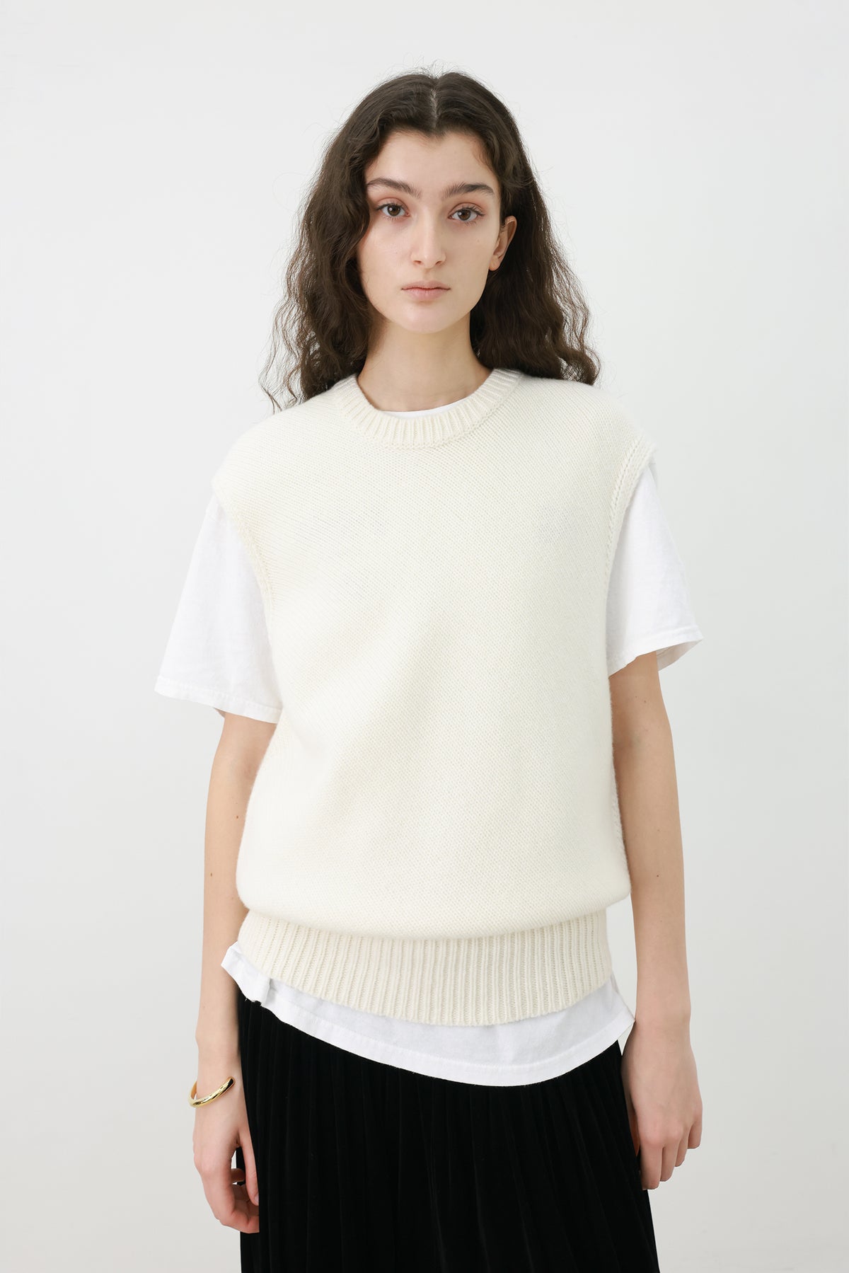 Merino Wool 100 Vest Ivory