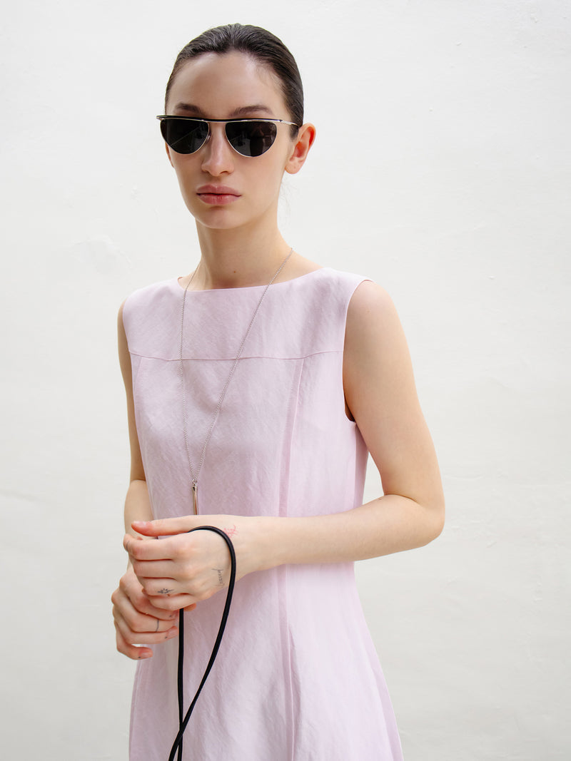 Panel linen dress pink
