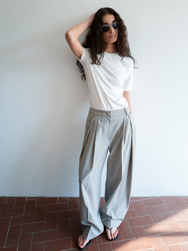 Clear Wool Trousers Gray