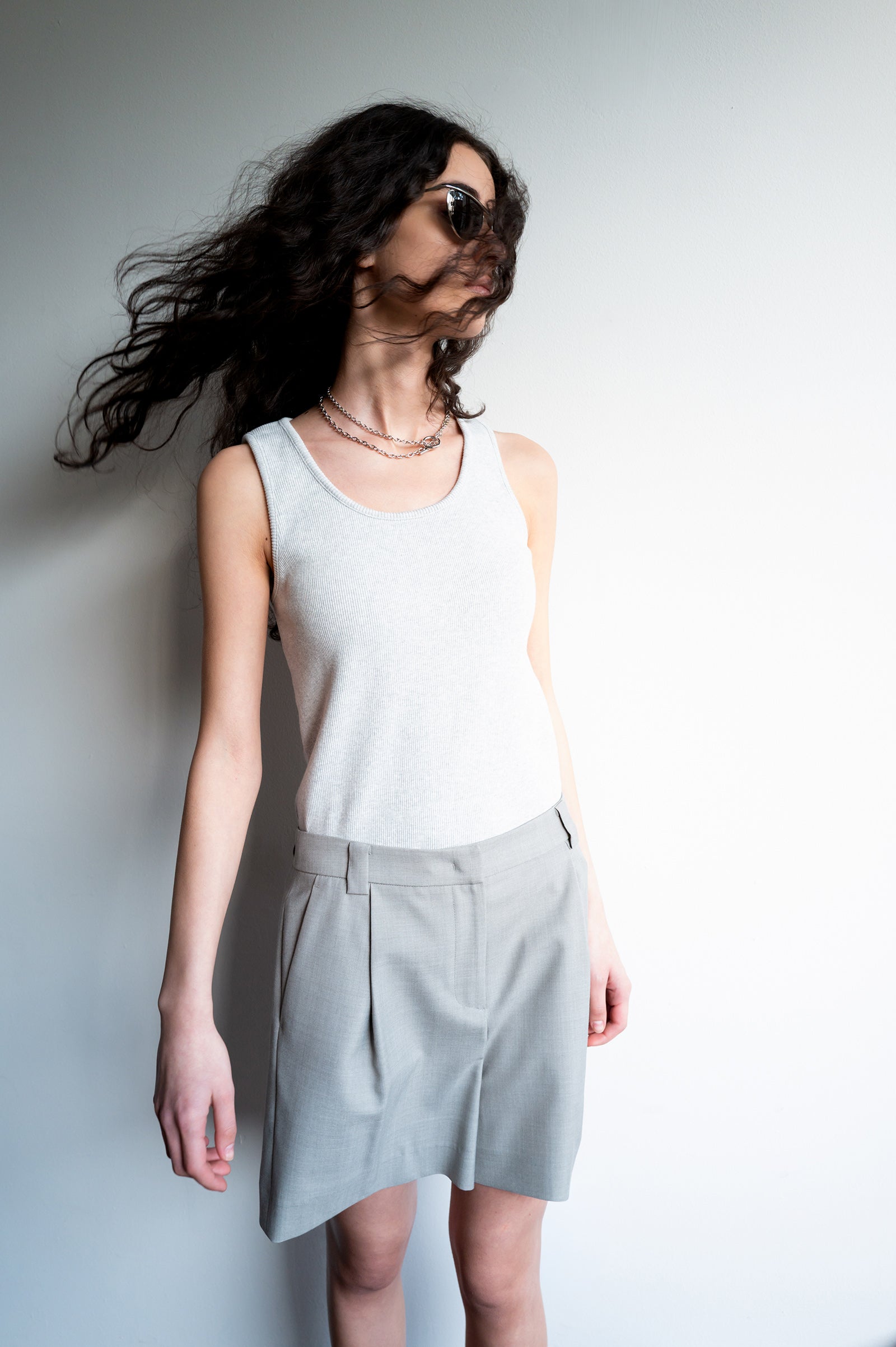 Clear Wool Shorts Gray