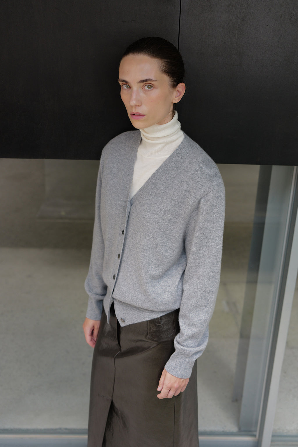 Cashmere 100 Padded Cardigan Grey
