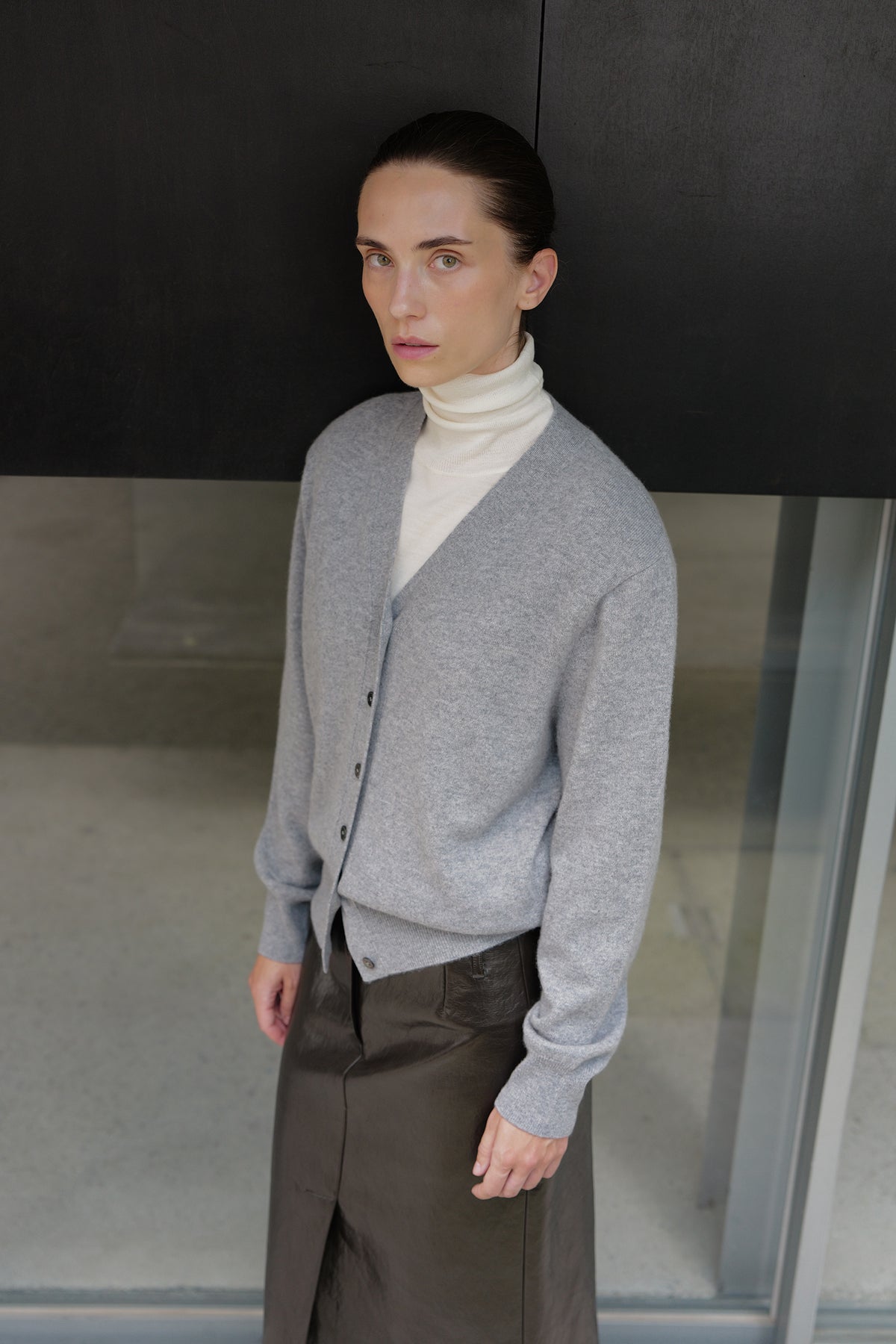 Cashmere 100 Padded Cardigan Grey