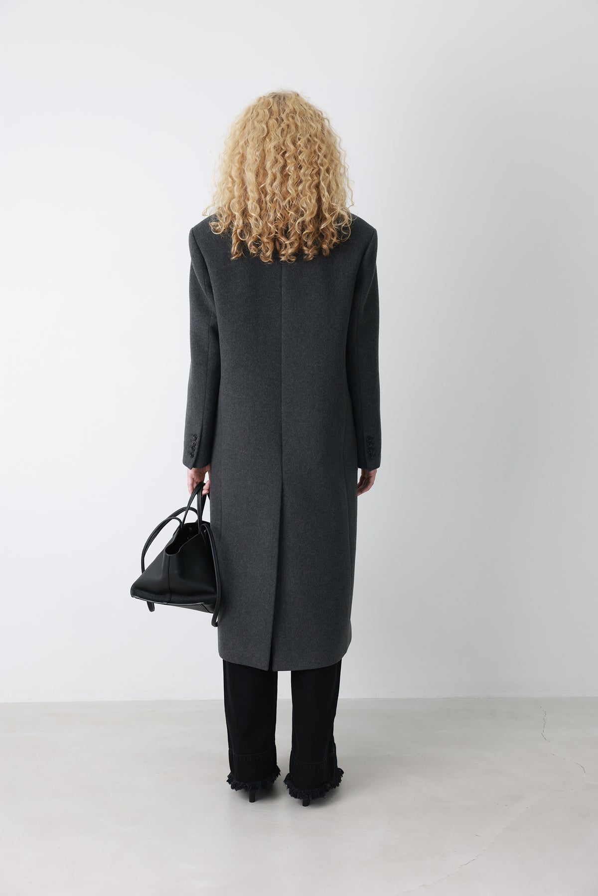 Double Tailored Long Coat Charcoal