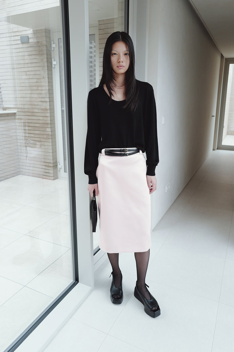 Satin Midi Skirt - Pink