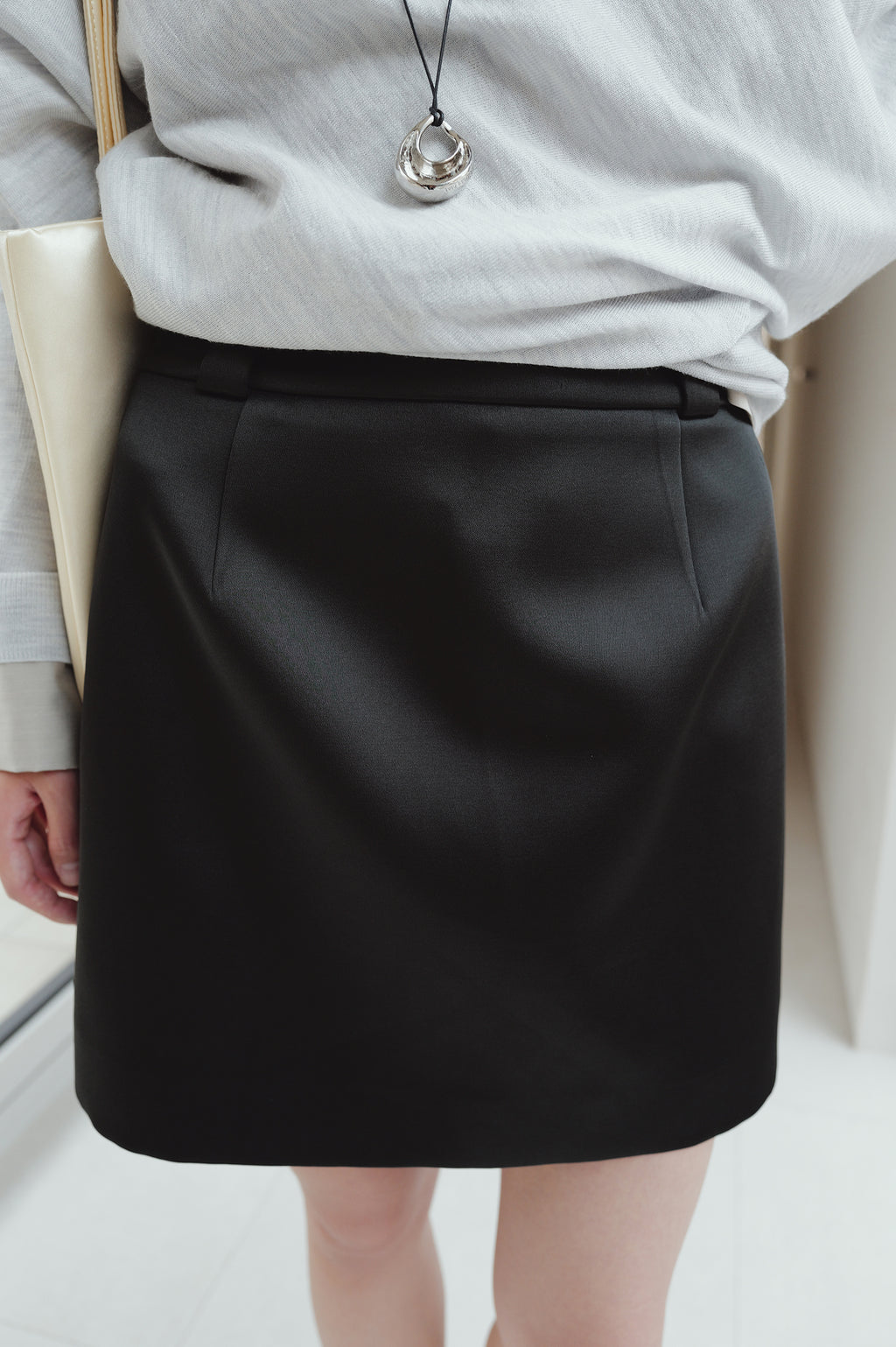 Satin mini skirt