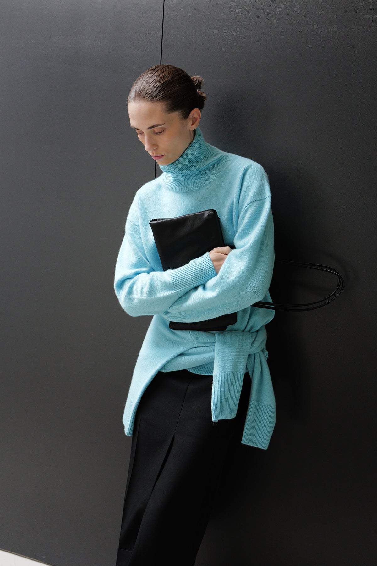 Cashmere 100 Turtleneck Knit Mint Blue