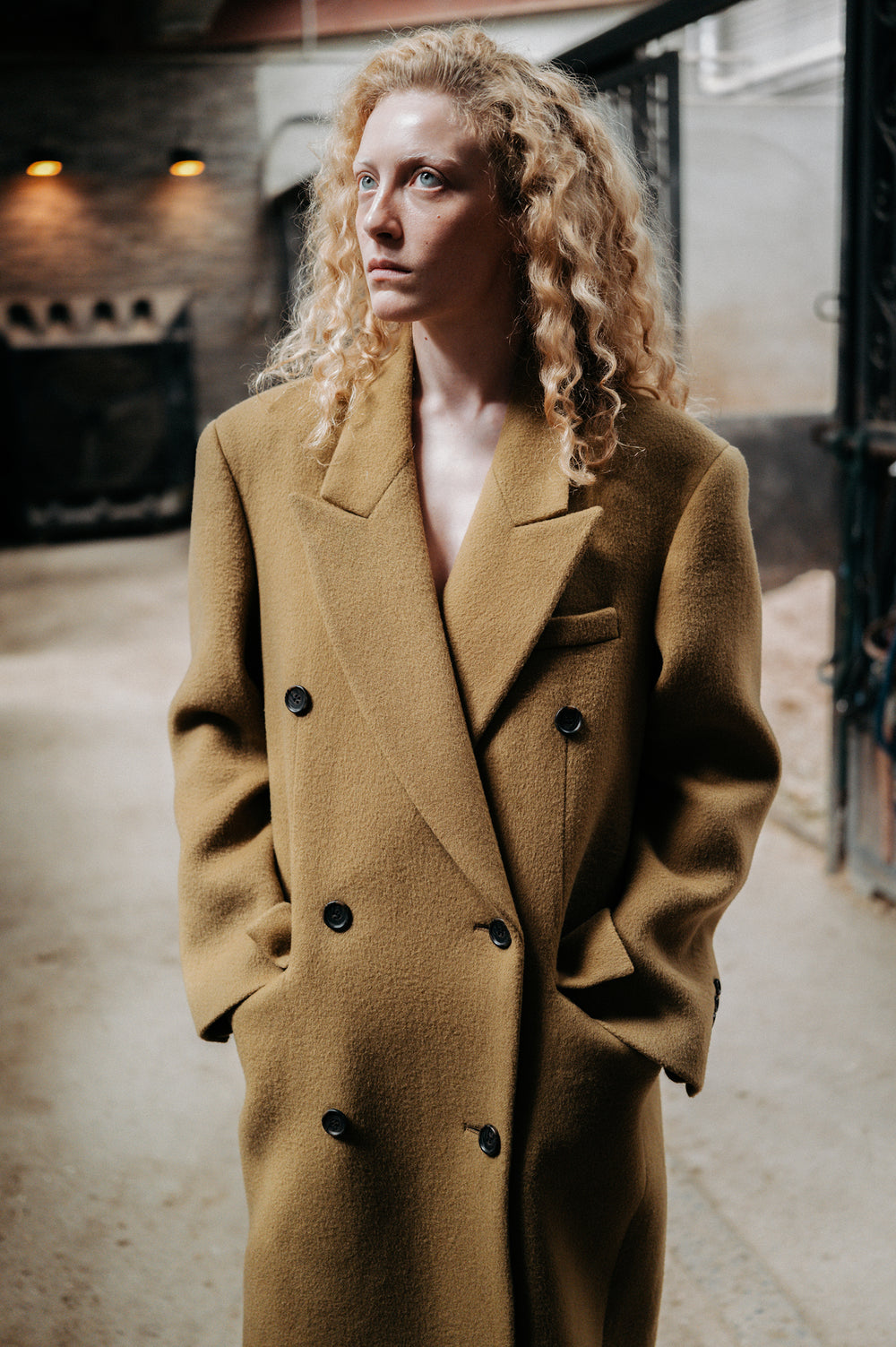 Double Tailored Long Coat Camel