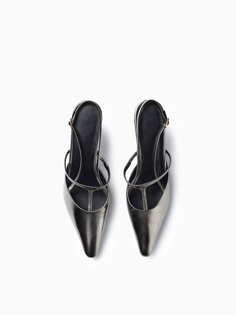 T-Strap Slingback Chromeblack