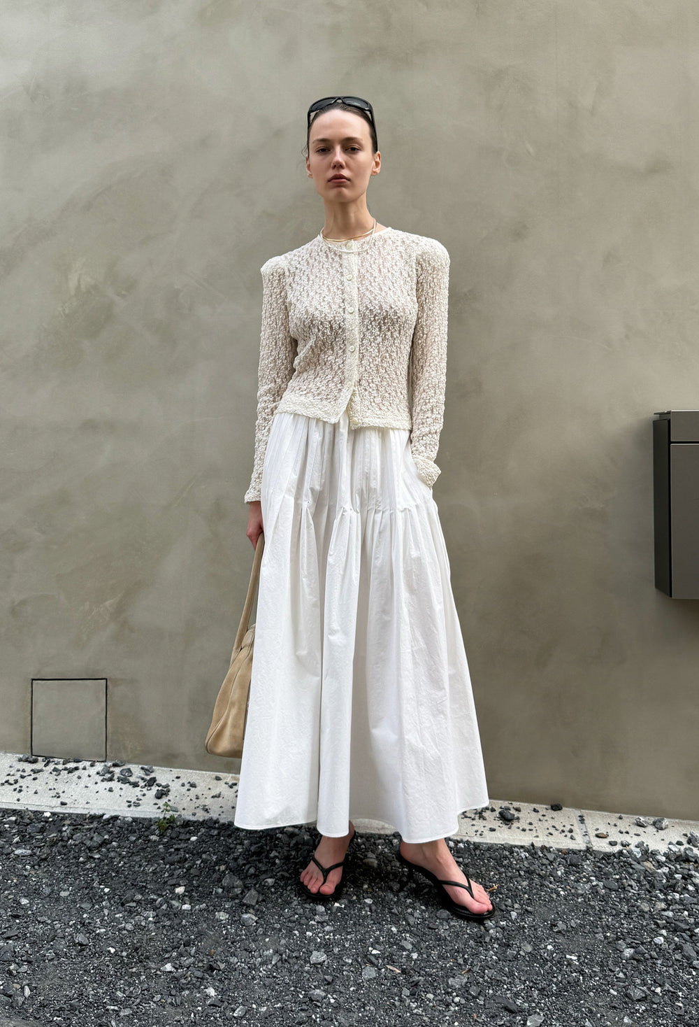 Pintuck full skirt white