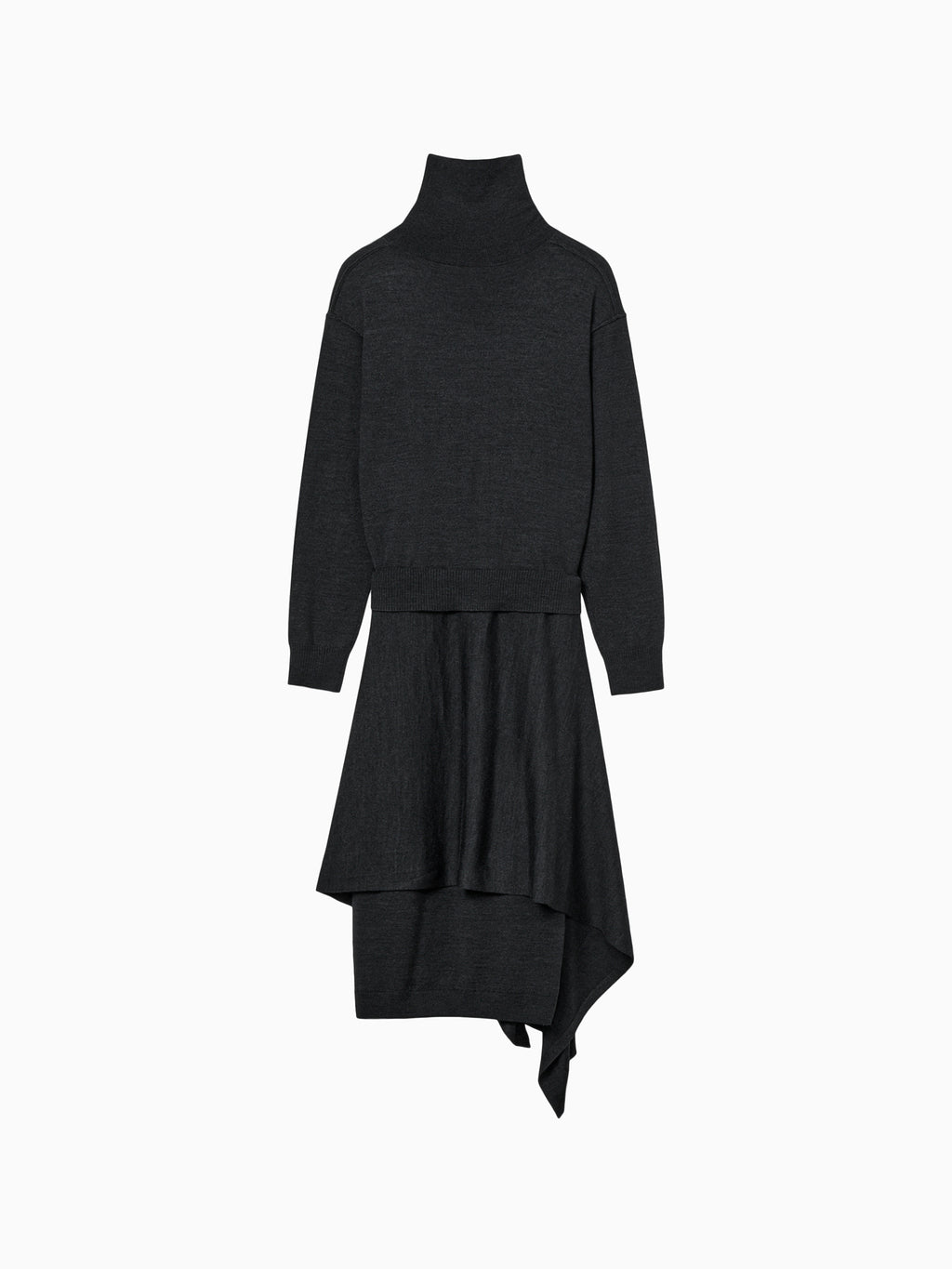 Wool blend knit dress charcoal