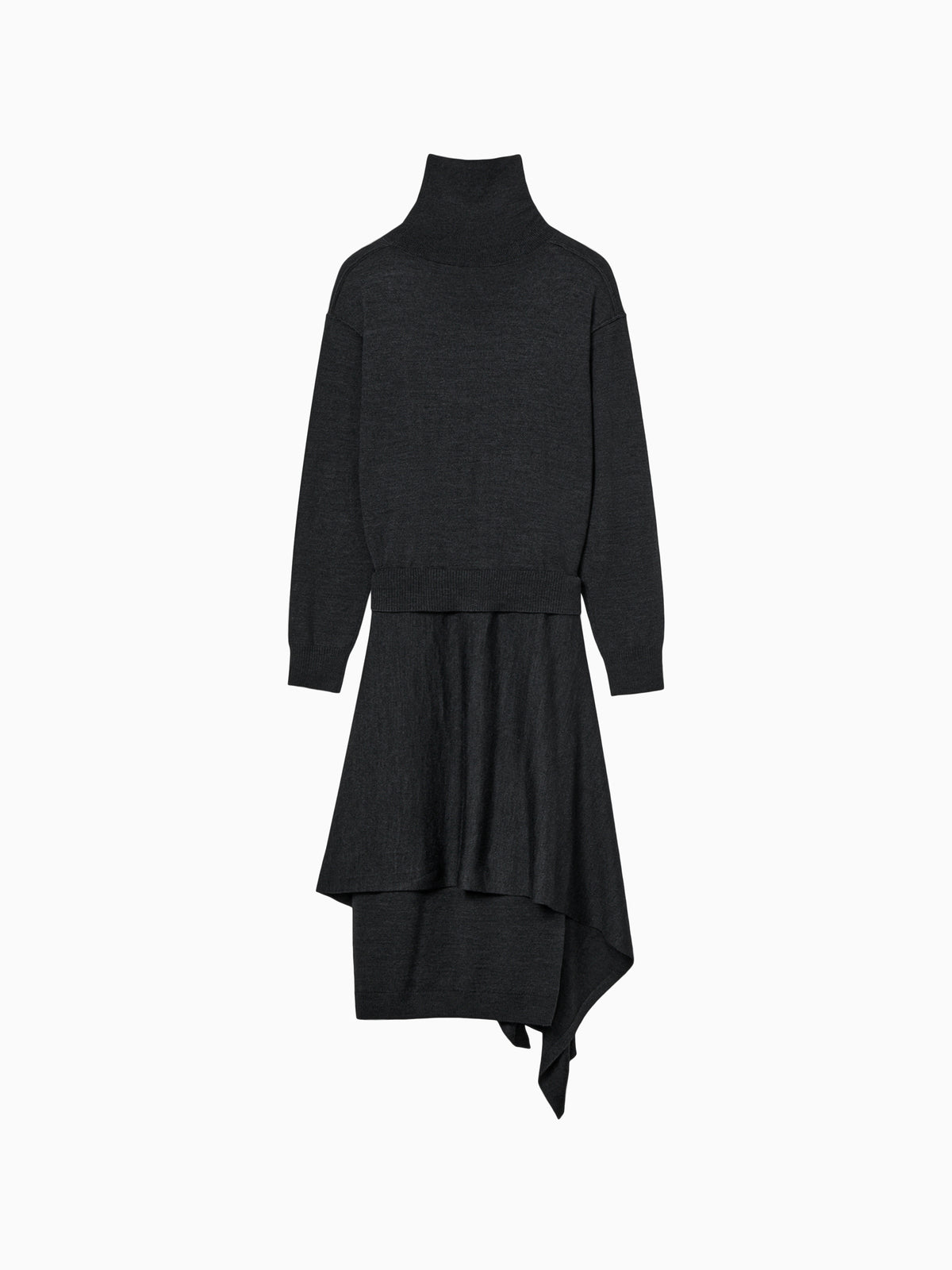 Wool blend knit dress charcoal