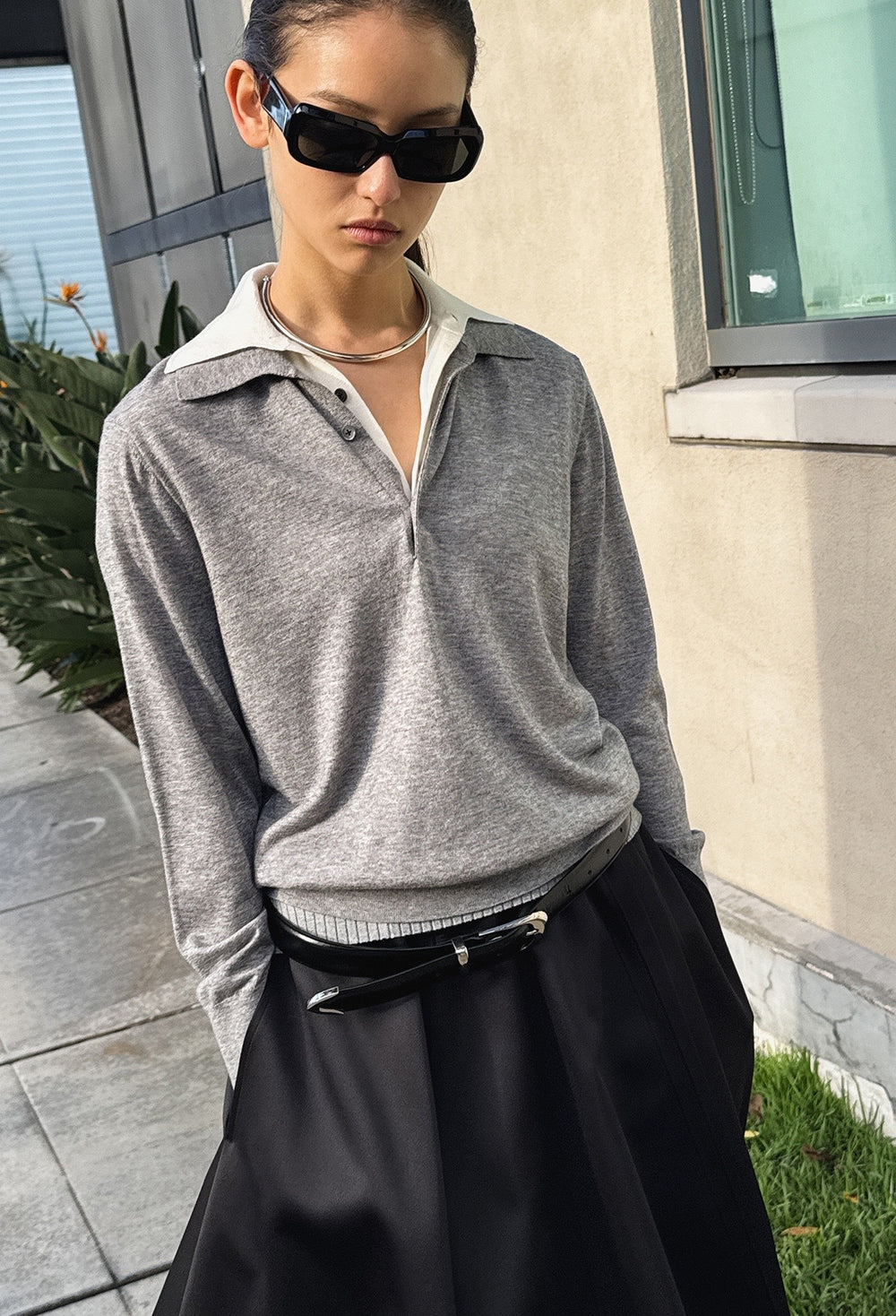 Spring Wool Pique Knit Gray