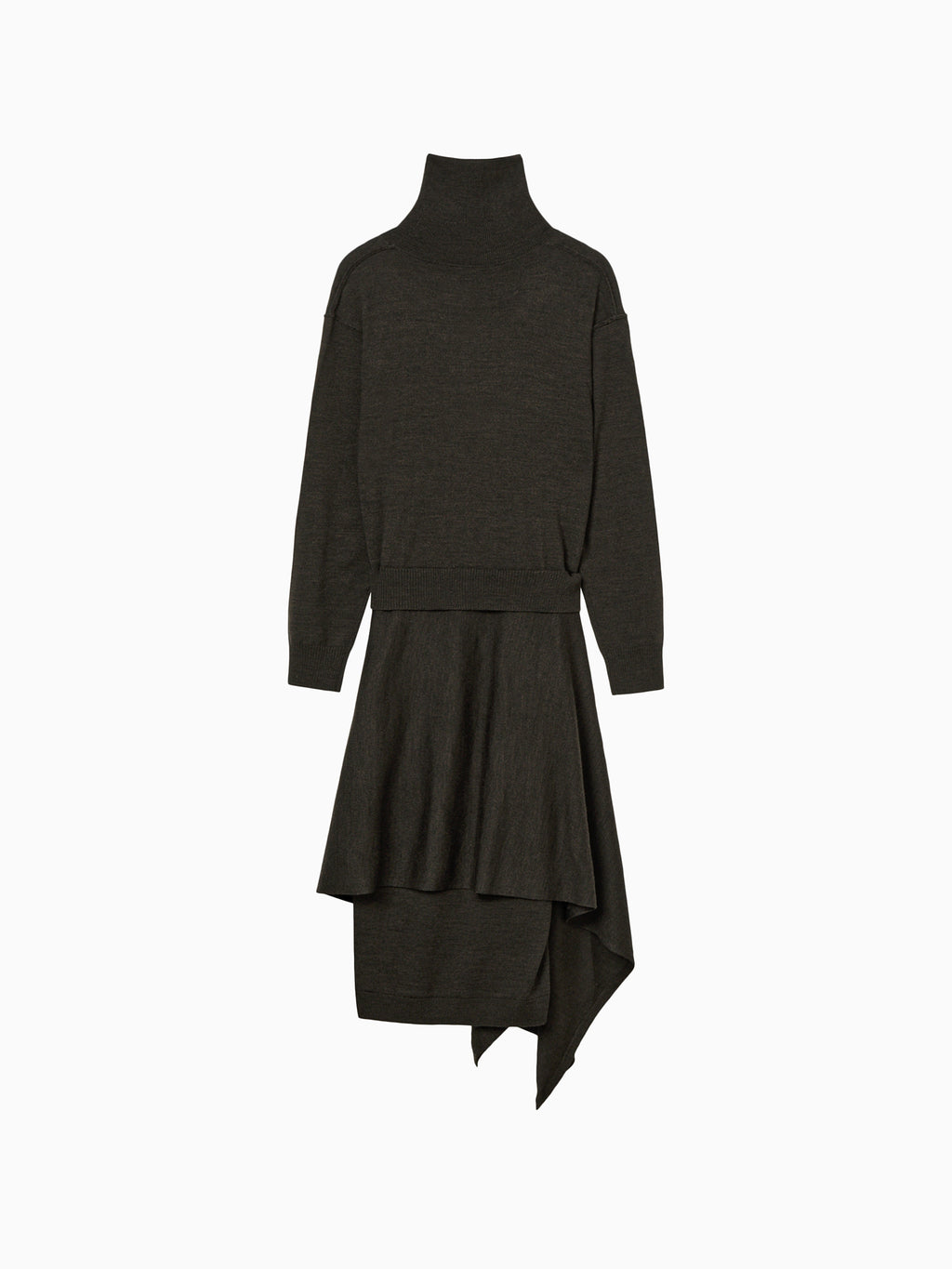 Wool blend knit dress khaki