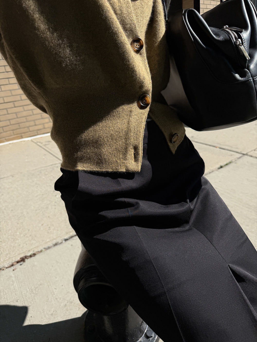 100% Cashmere Double-knit Cardigan Khaki Brown