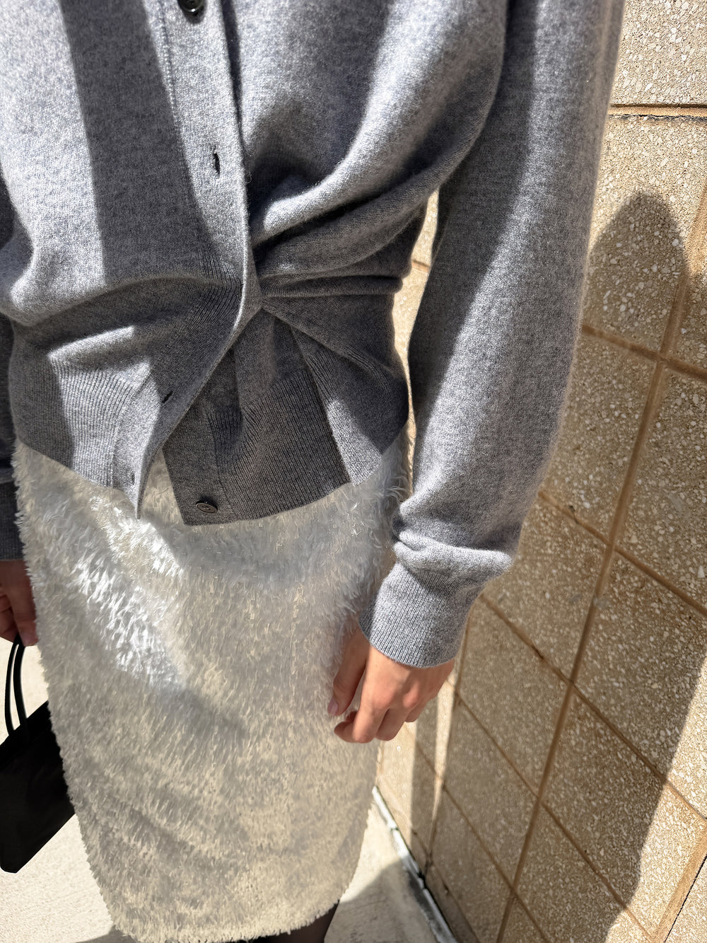 Cashmere 100 Padded Cardigan Grey