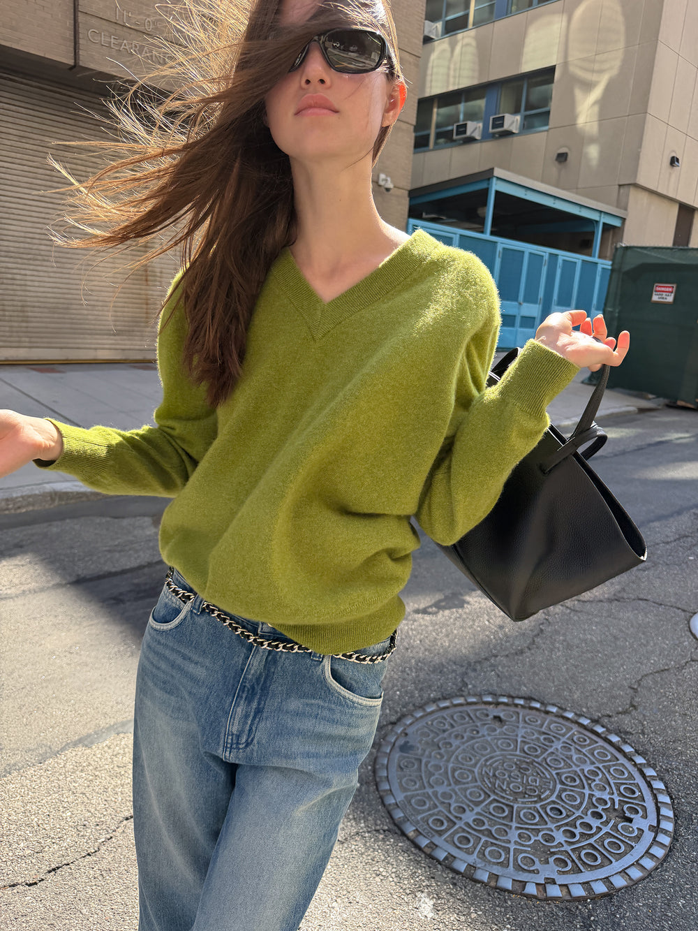 Cashmere 100 V-neck Knit Olive