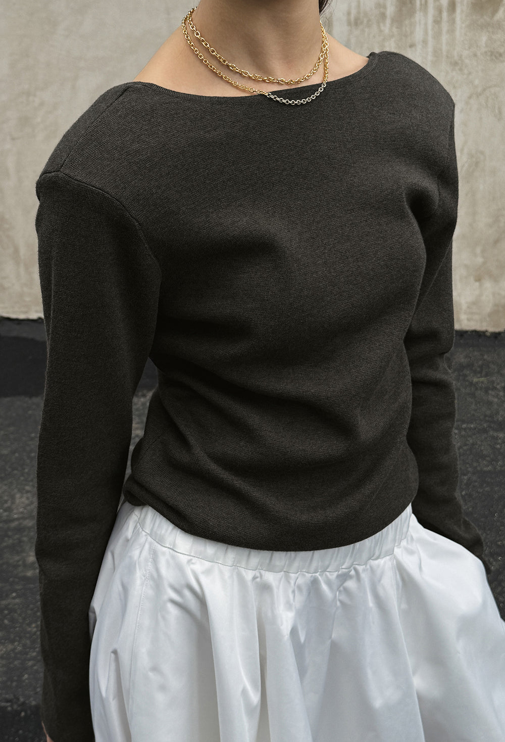 Washable Wool Cotton Knit Khaki