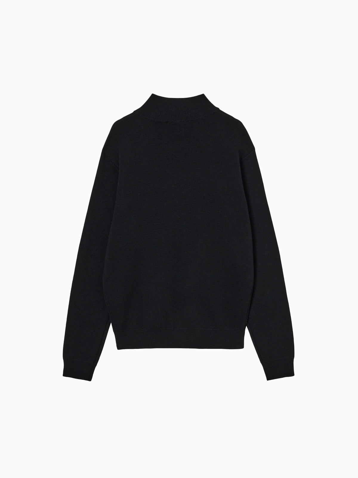 Washable Wool Cotton Half-Zip Knit Black