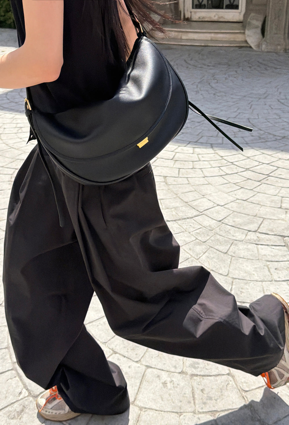 Cotton Pintuck Trousers Black