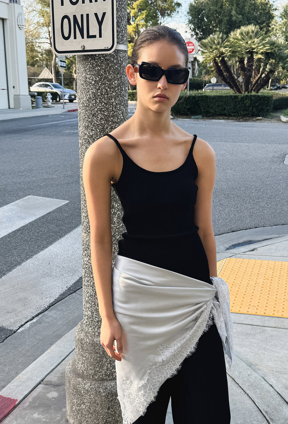 Lace Silk Scarf Silver