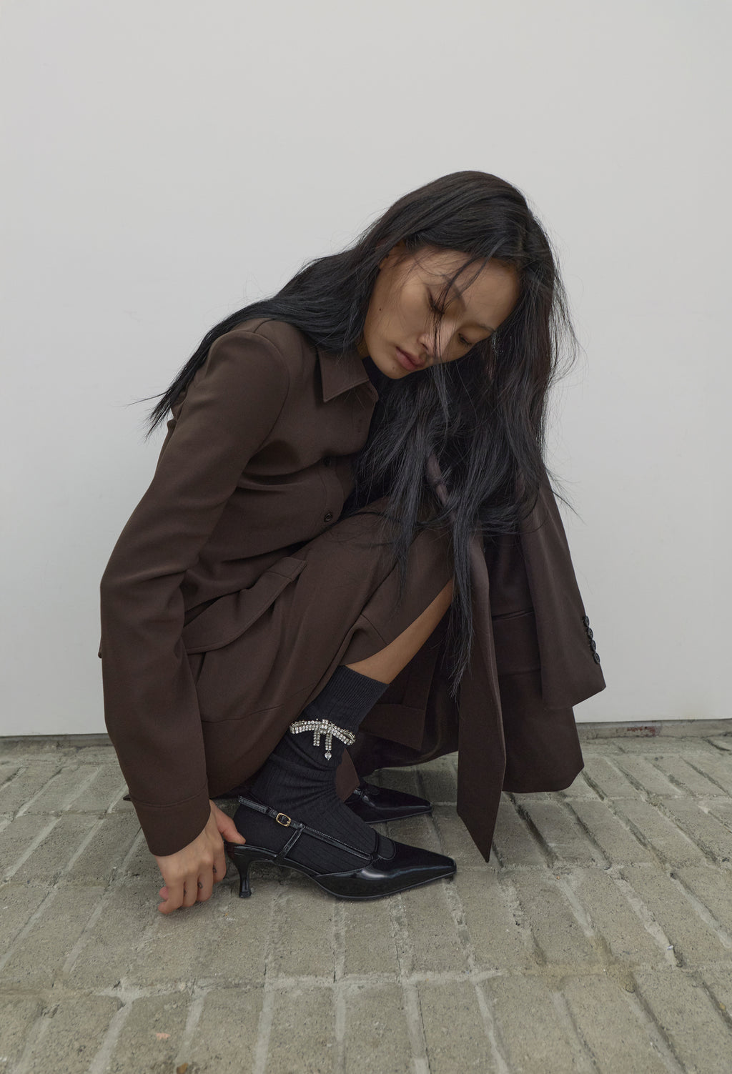 High-density Slim-Fit Skirt Brown