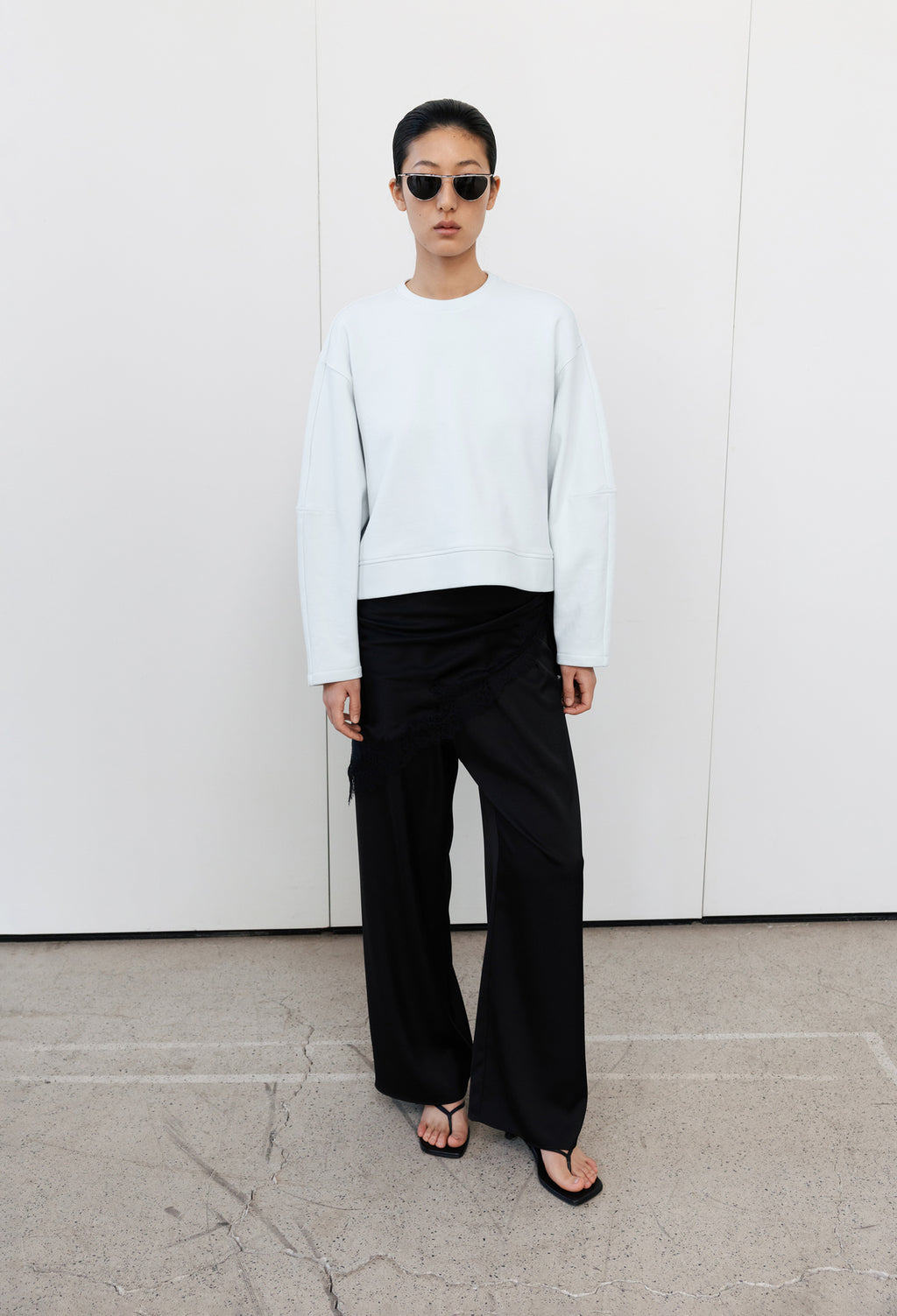 Satin Banding Pants Black