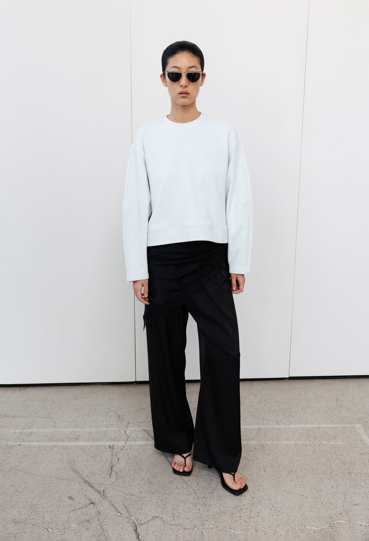 Satin Banding Pants Black