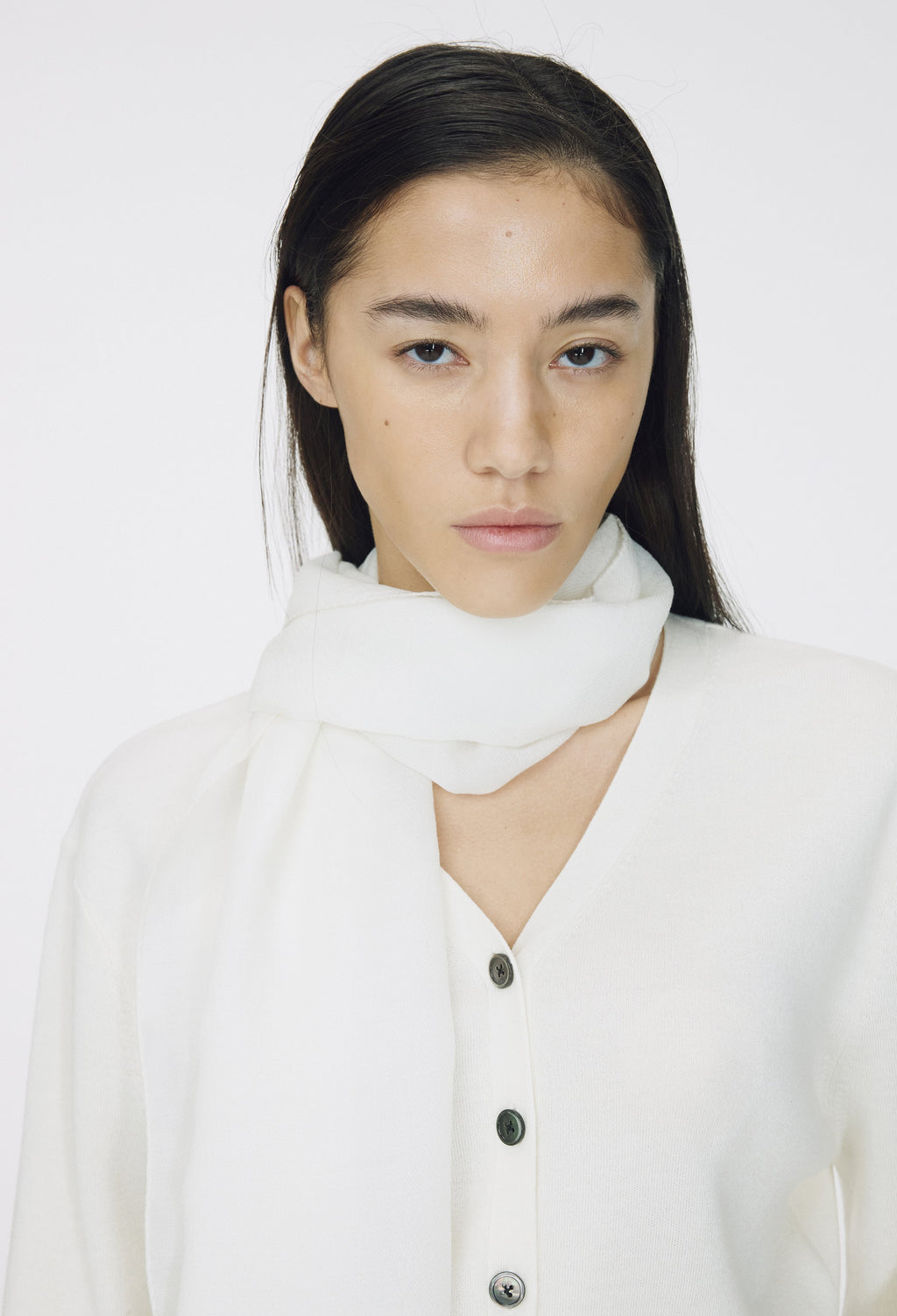 Wool silk scarf ivory