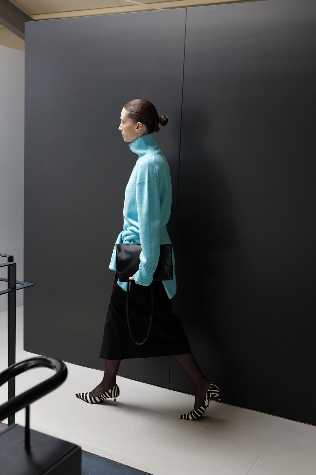 Cashmere 100 Turtleneck Knit Mint Blue