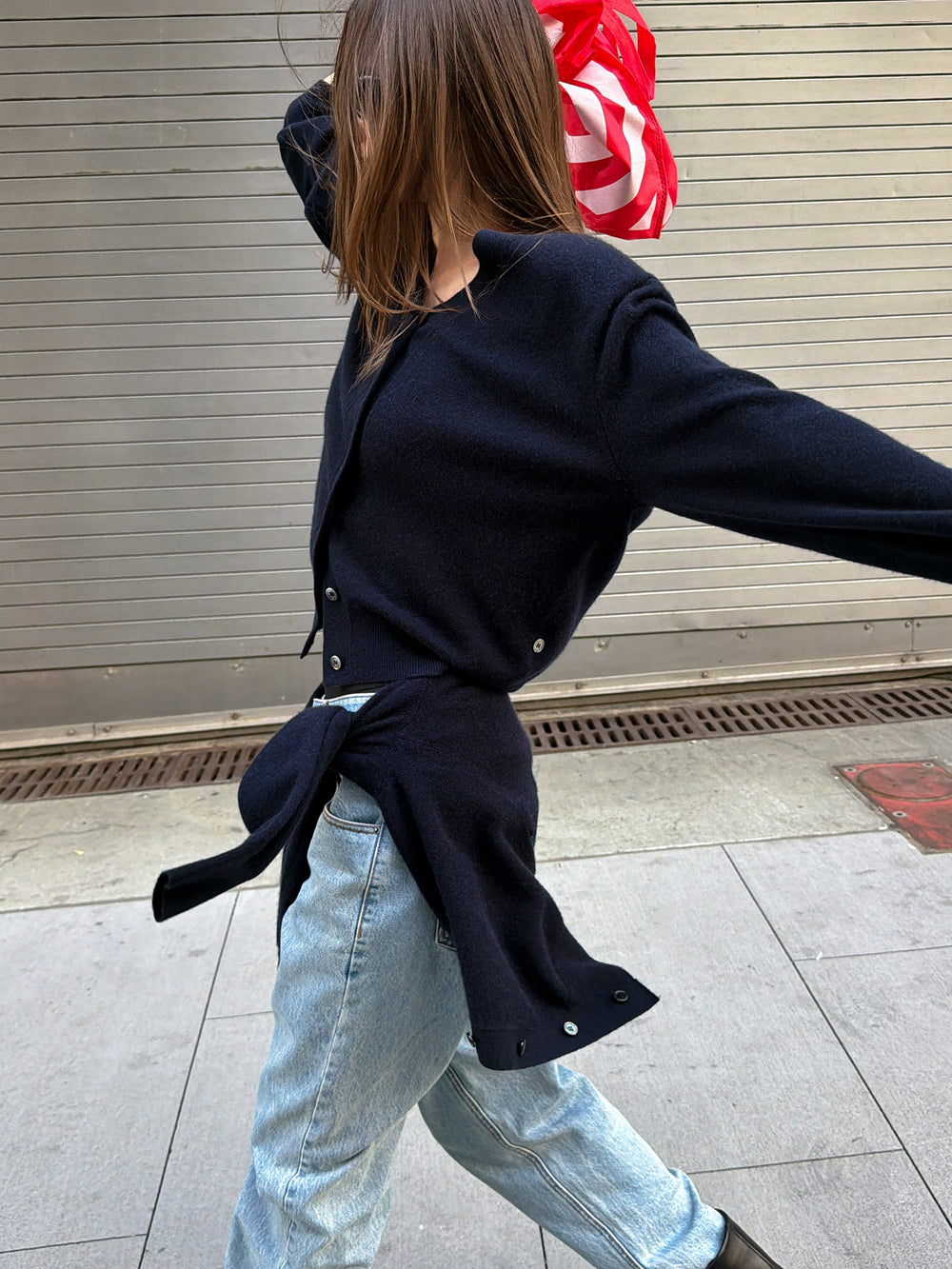 Cashmere 100 Padded Cardigan Navy