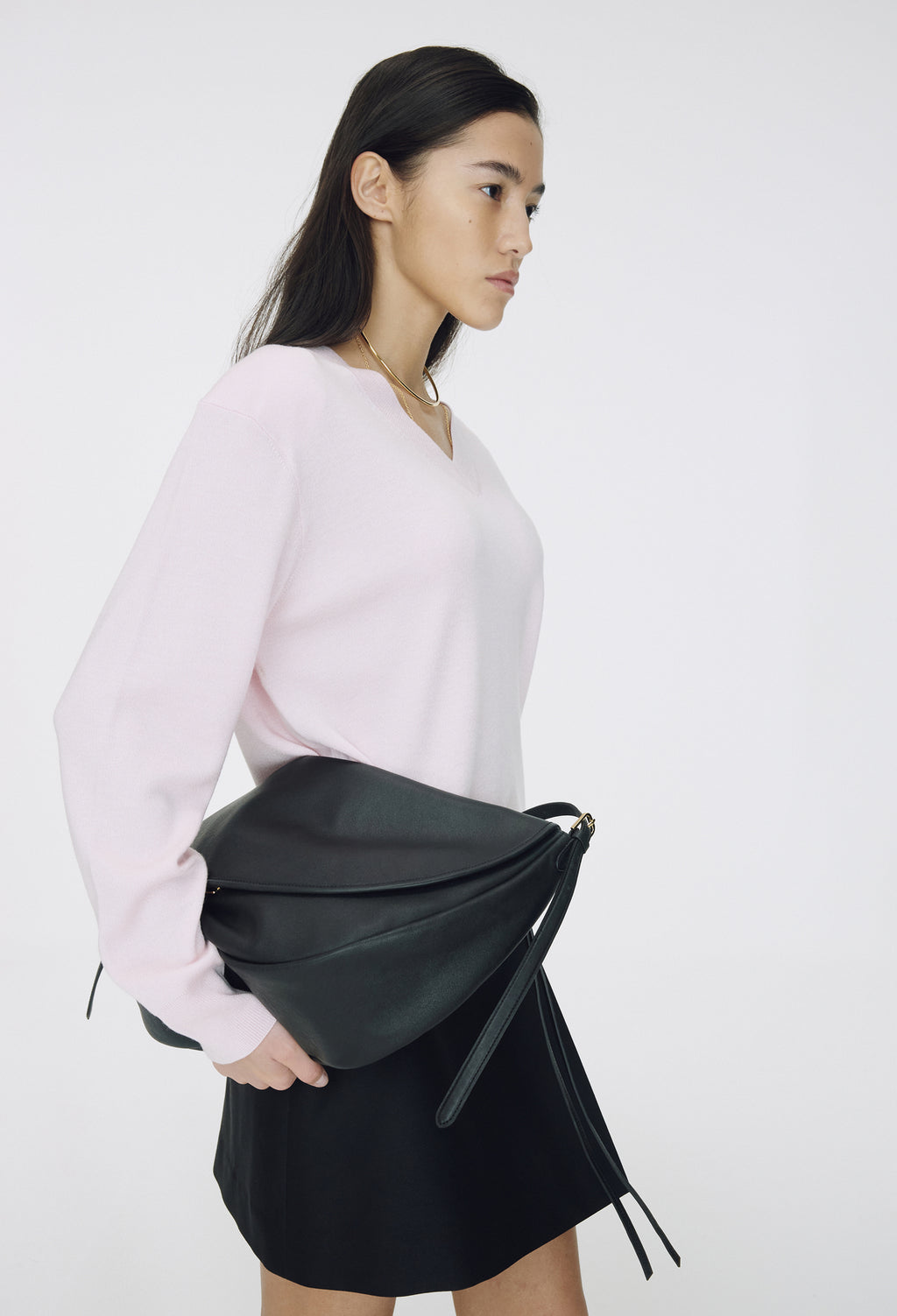 Spring Wool V-Neck Pullover Pink