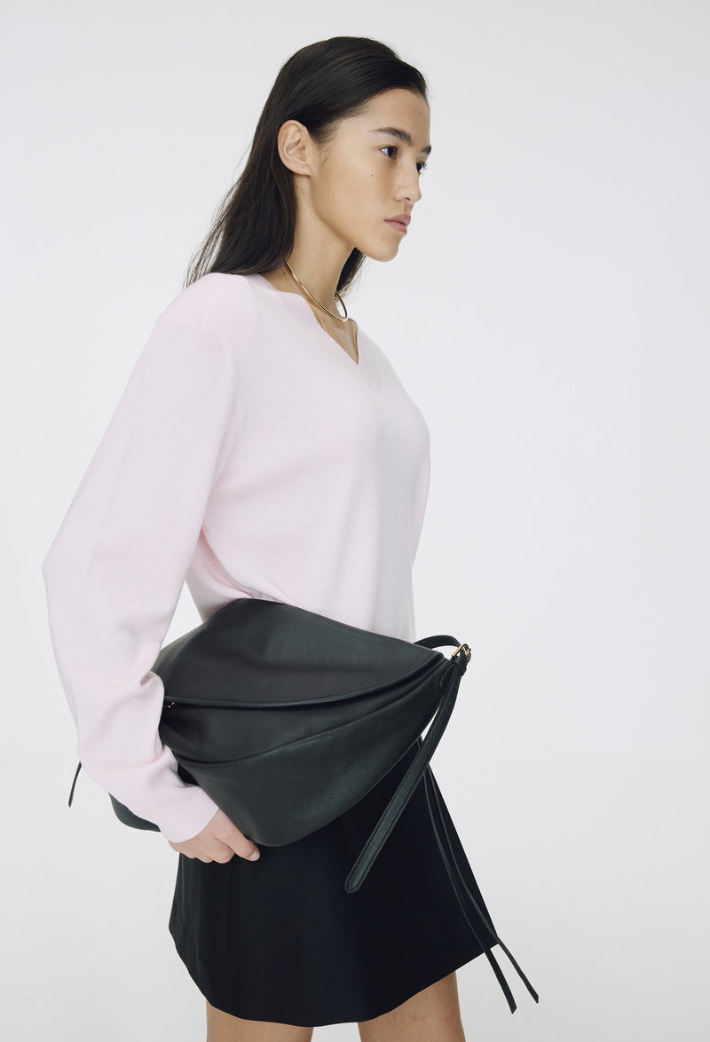 Spring Wool V-Neck Pullover Pink
