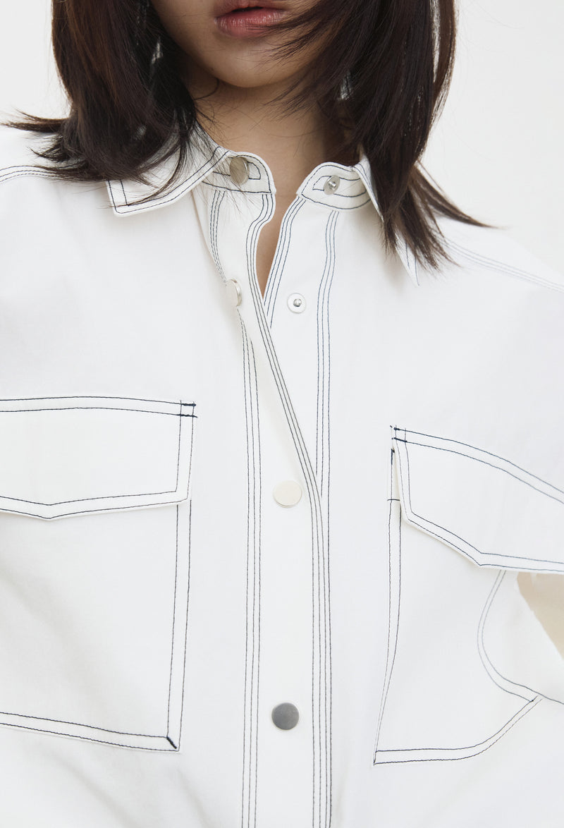 Stitch Pocket Shirt White