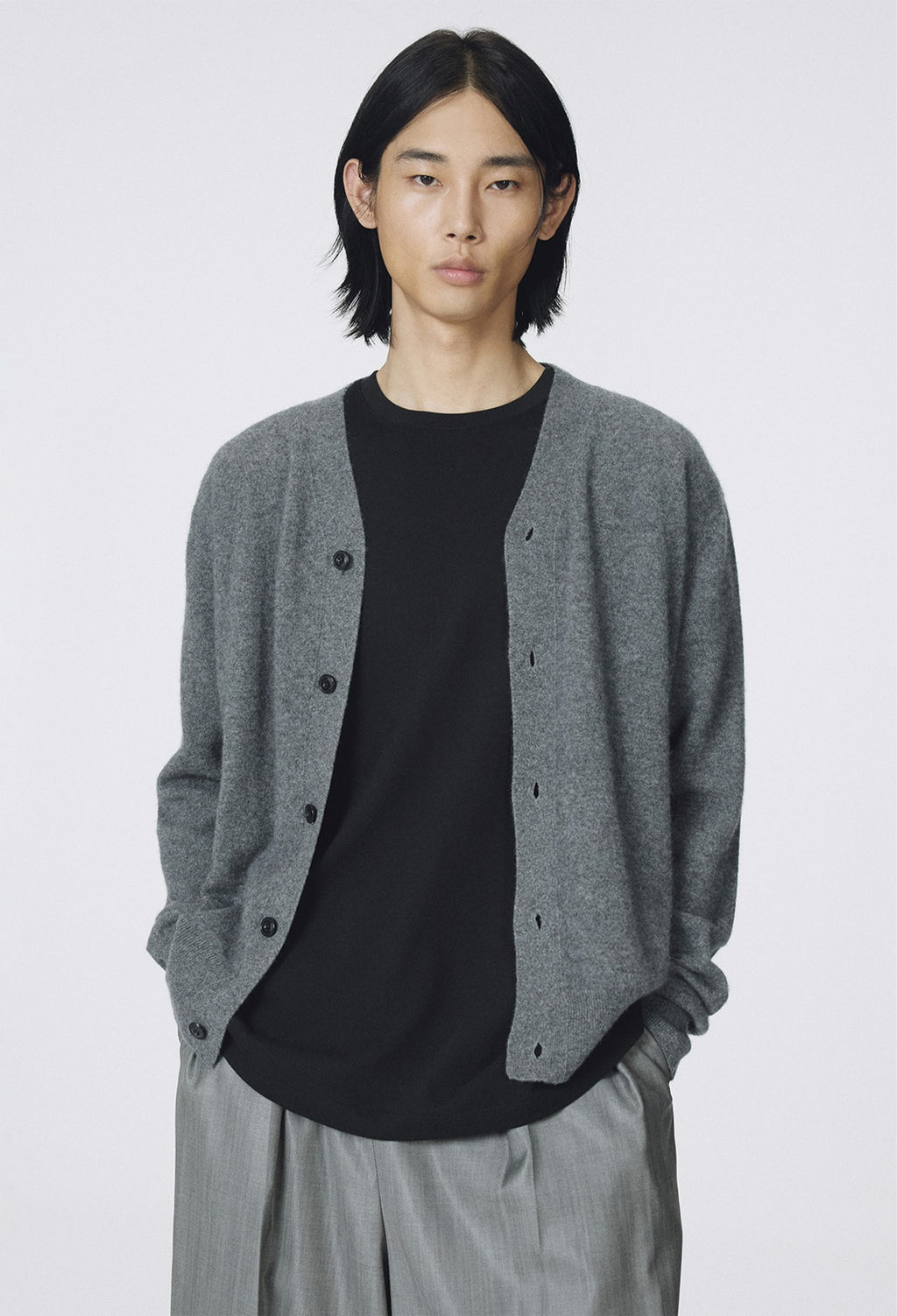 Cashmere 100 Boy Cardigan Gray
