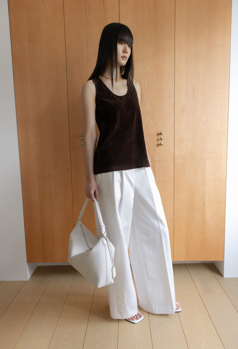 Velour Sleeveless Top Brown