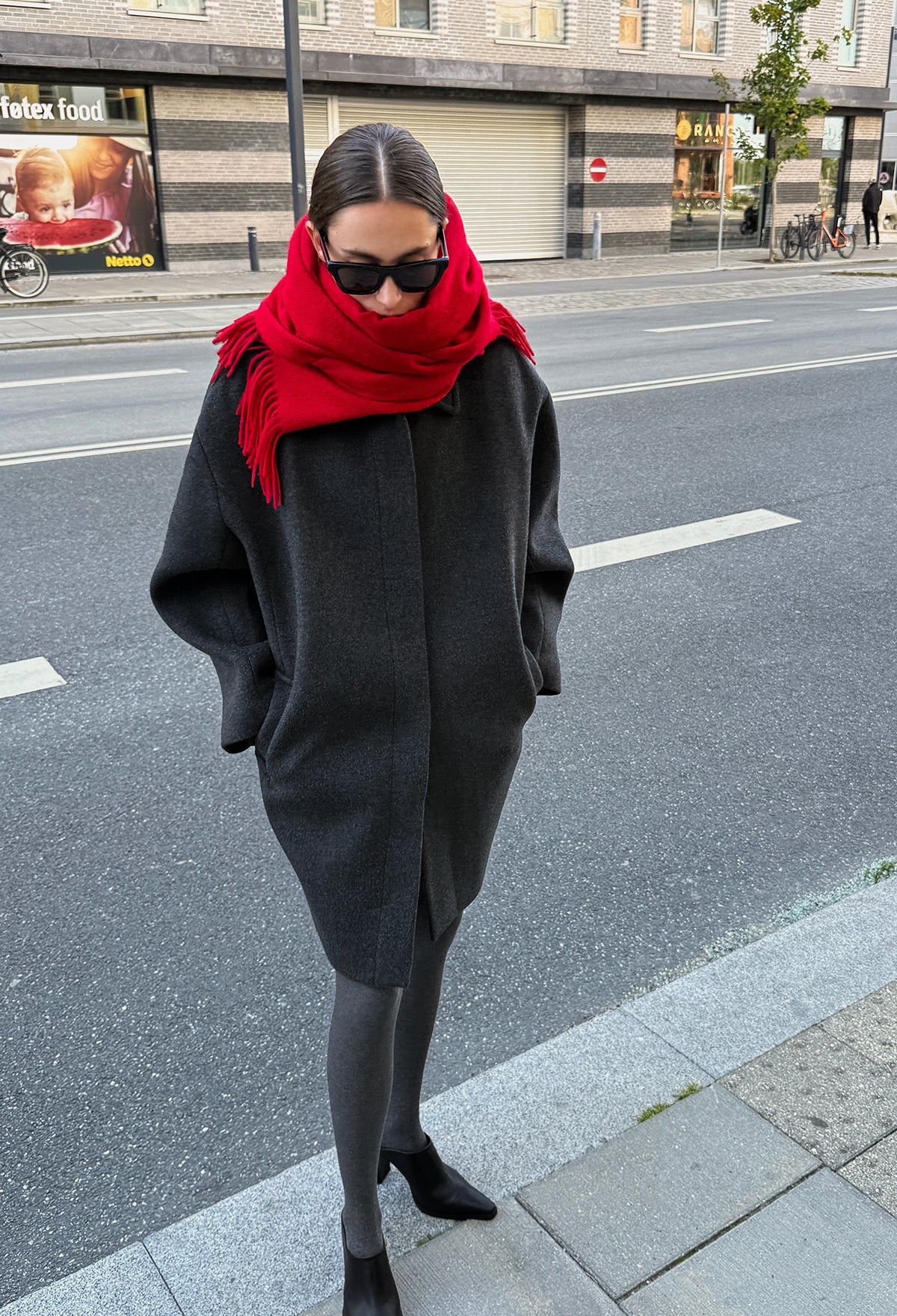 Lambswool Fringe Muffler Red