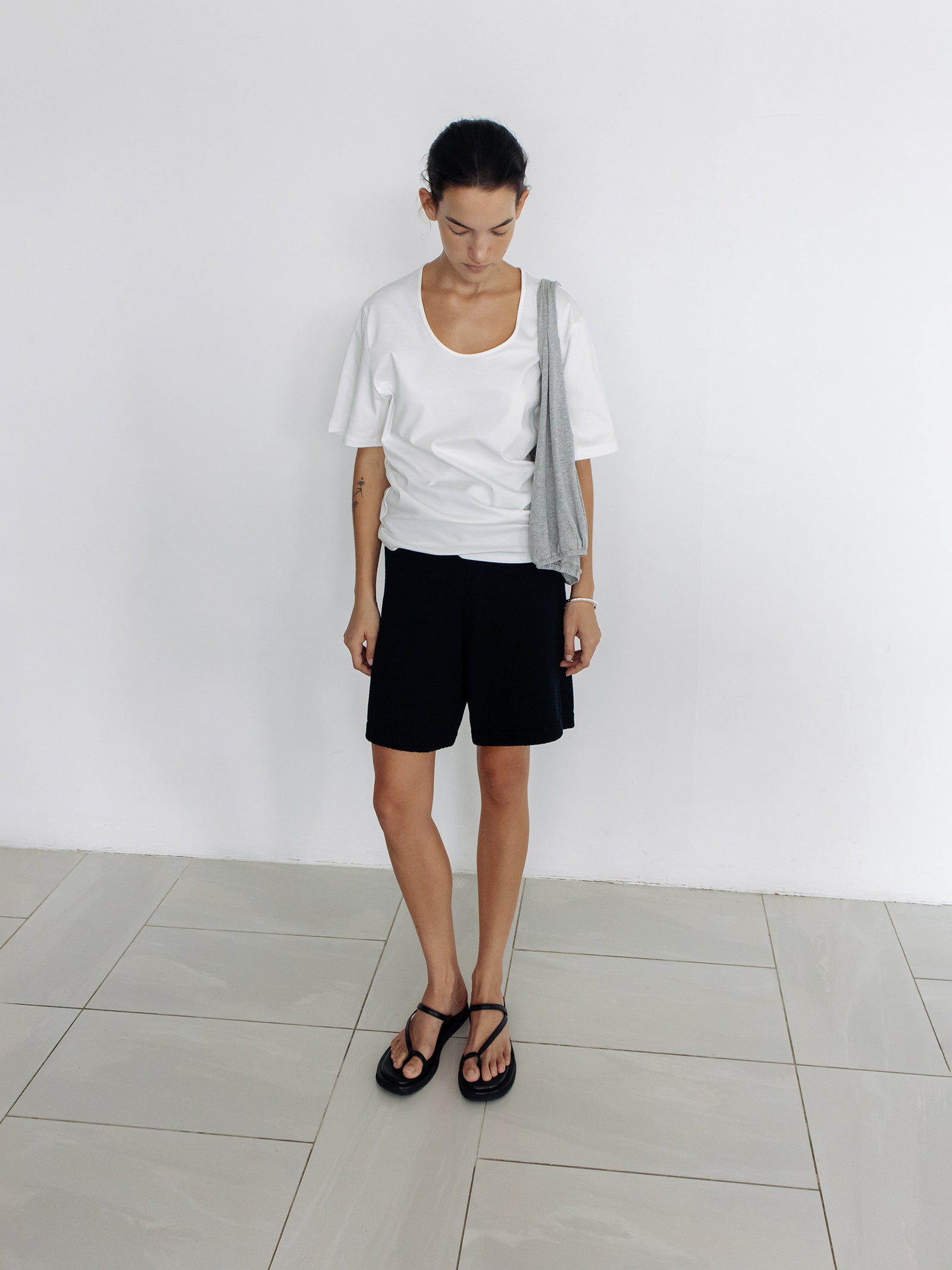 Cotton Knit Shorts Black