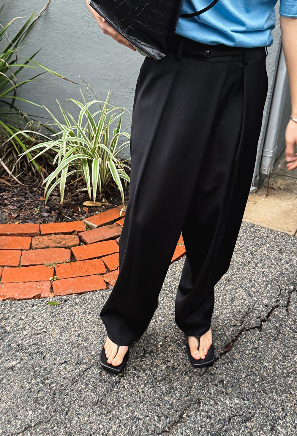 Wool Wrap Trousers Black