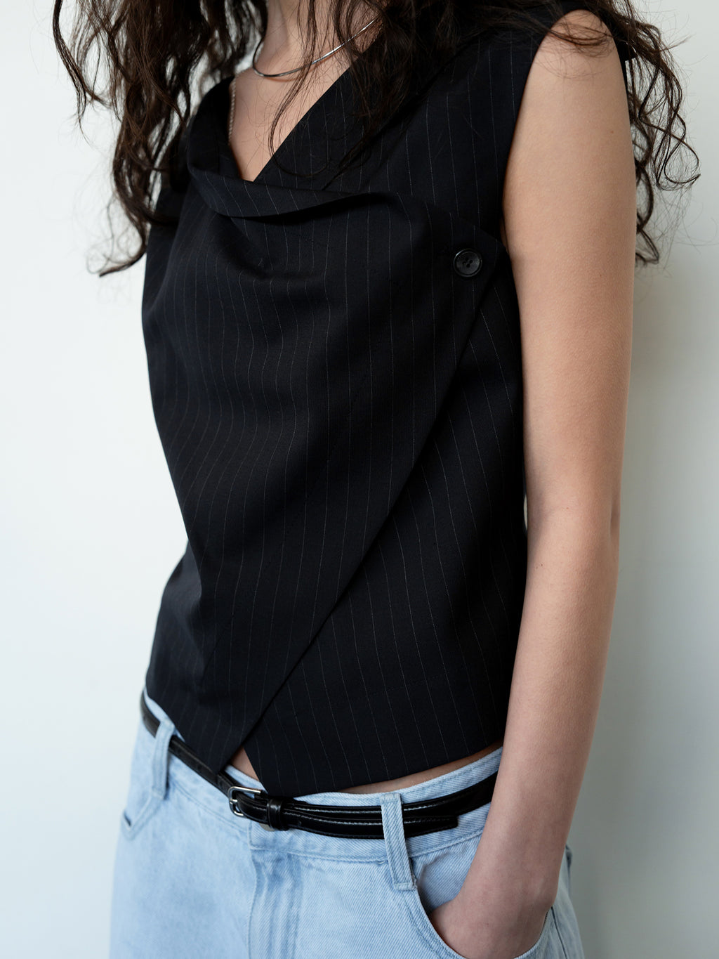 Tilted Cowl Vest Navy