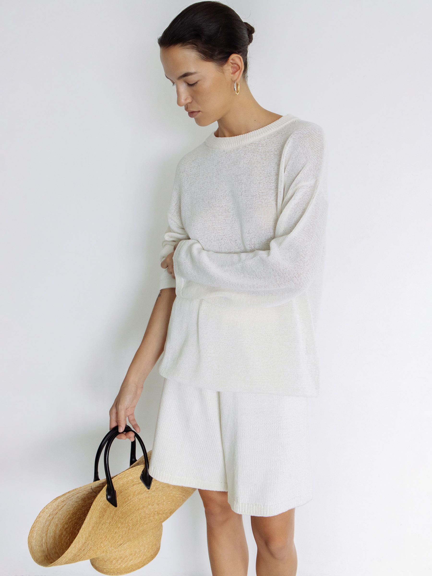 Cotton Knit Shorts Ivory