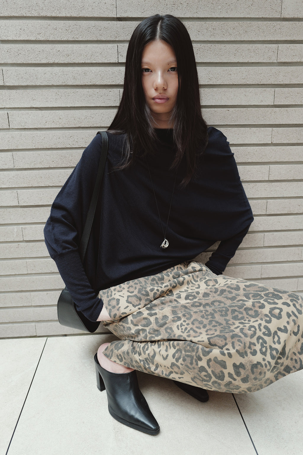 Leopard Midi Skirt Beige