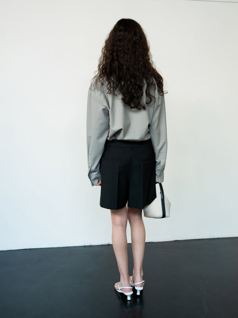 Clear Wool Shorts Black
