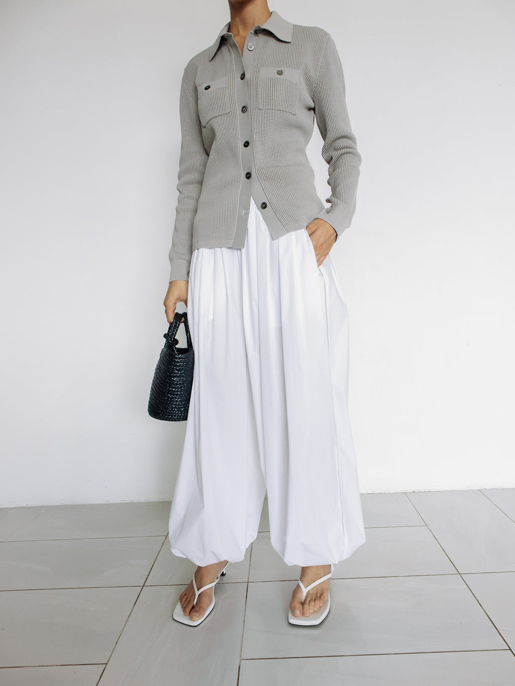 Parachute Banding Pants White