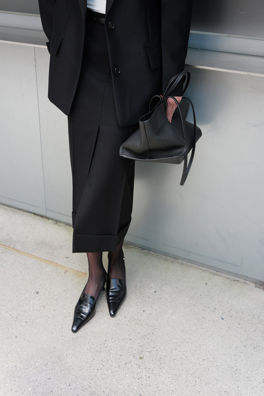 Wool Silk Pencil Skirt Black