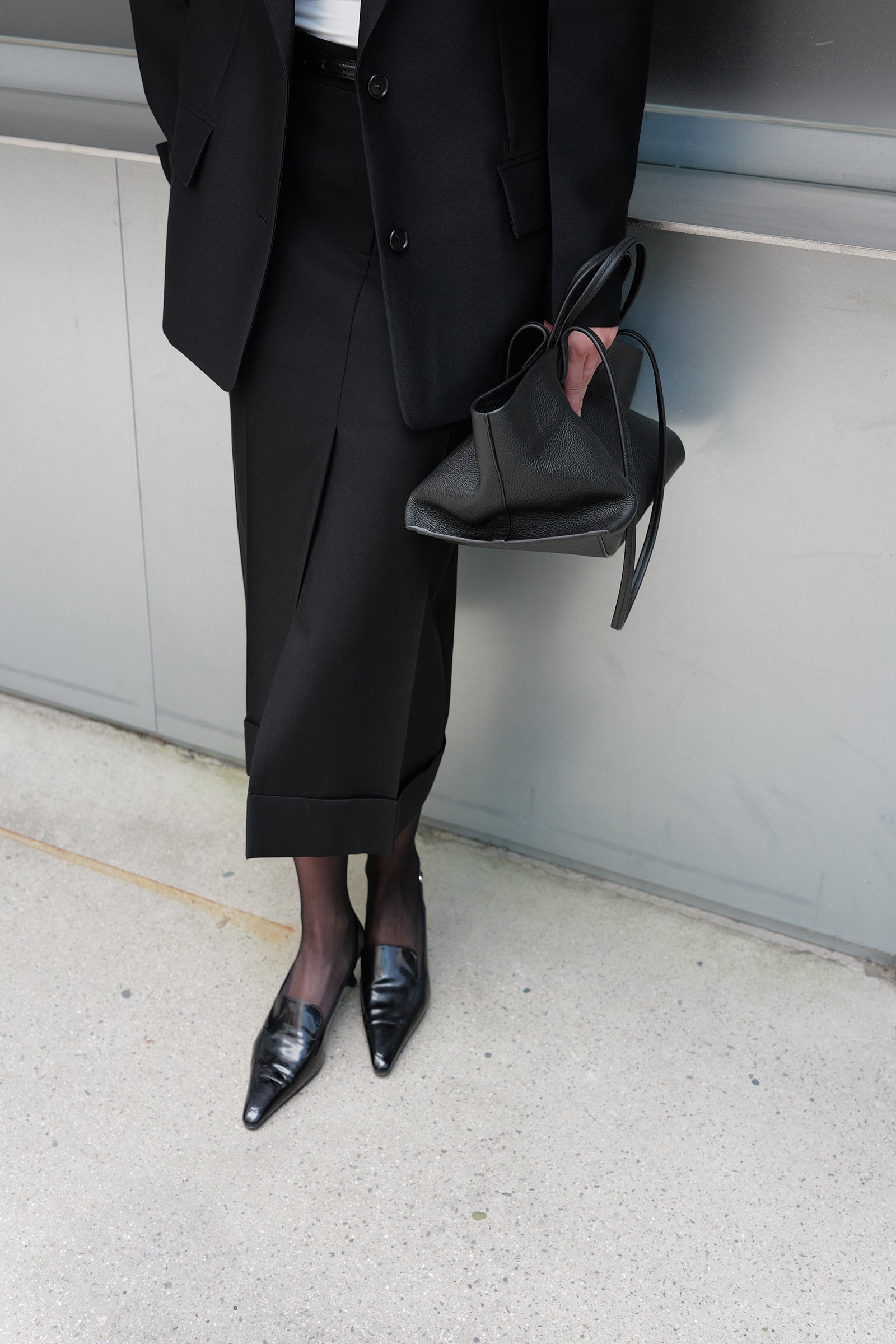 Wool Silk Pencil Skirt Black