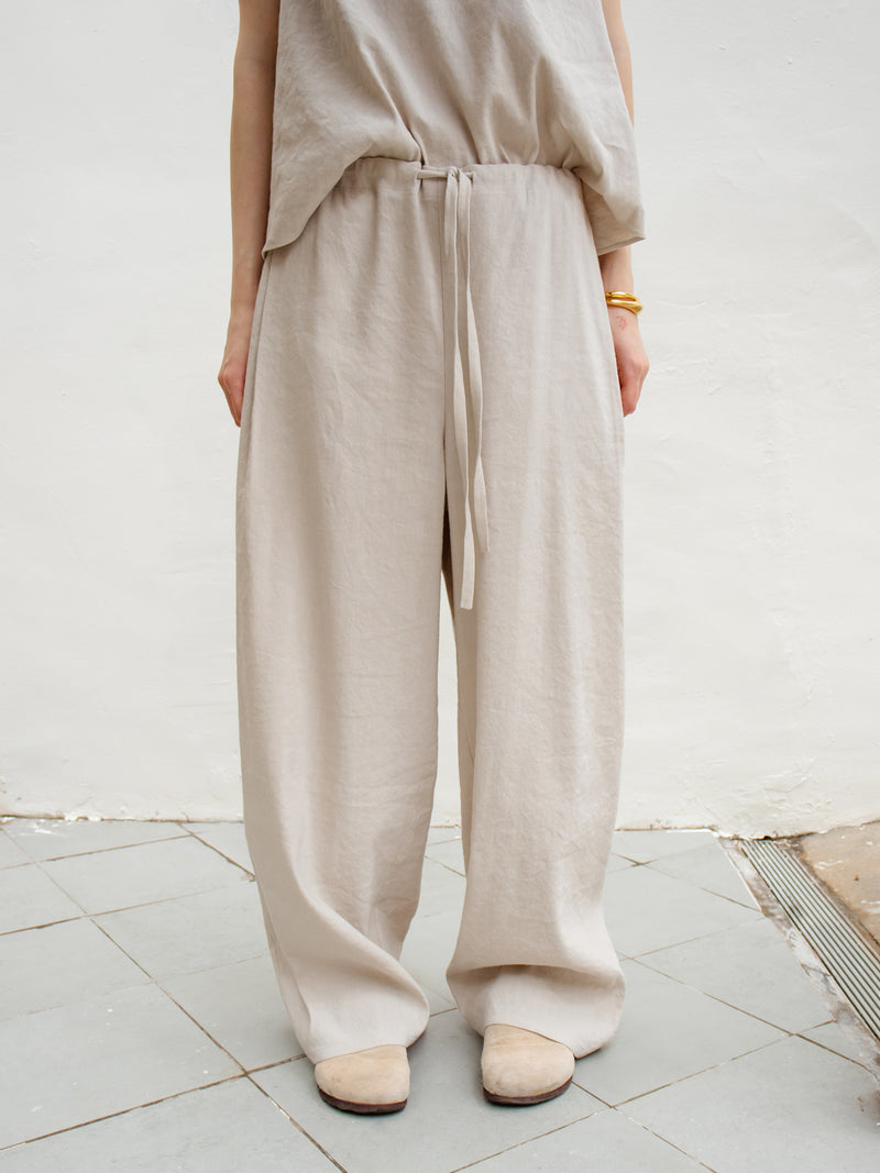 Linen Banded Pants Ecru