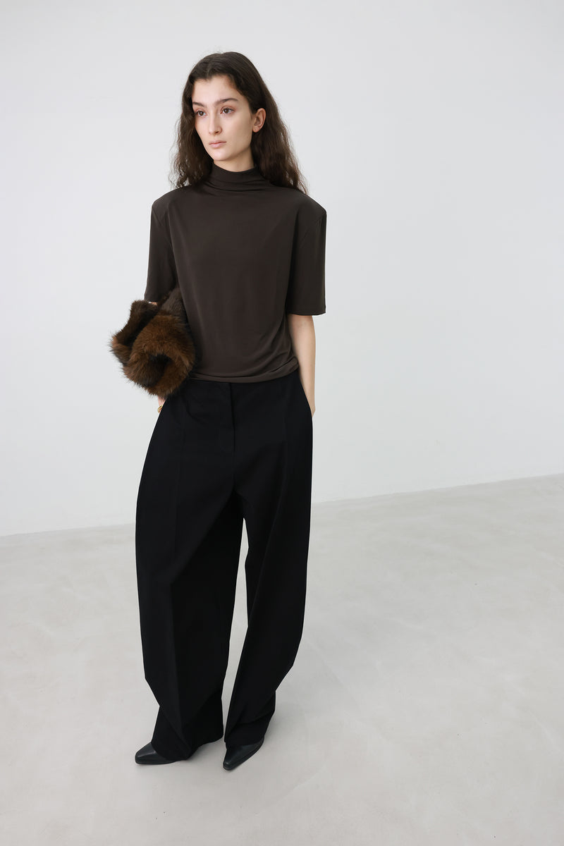 Padded Short Sleeve Top Brown