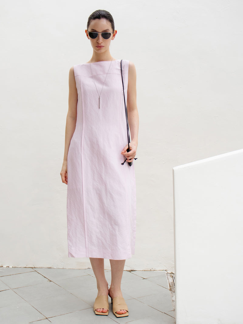Panel linen dress pink