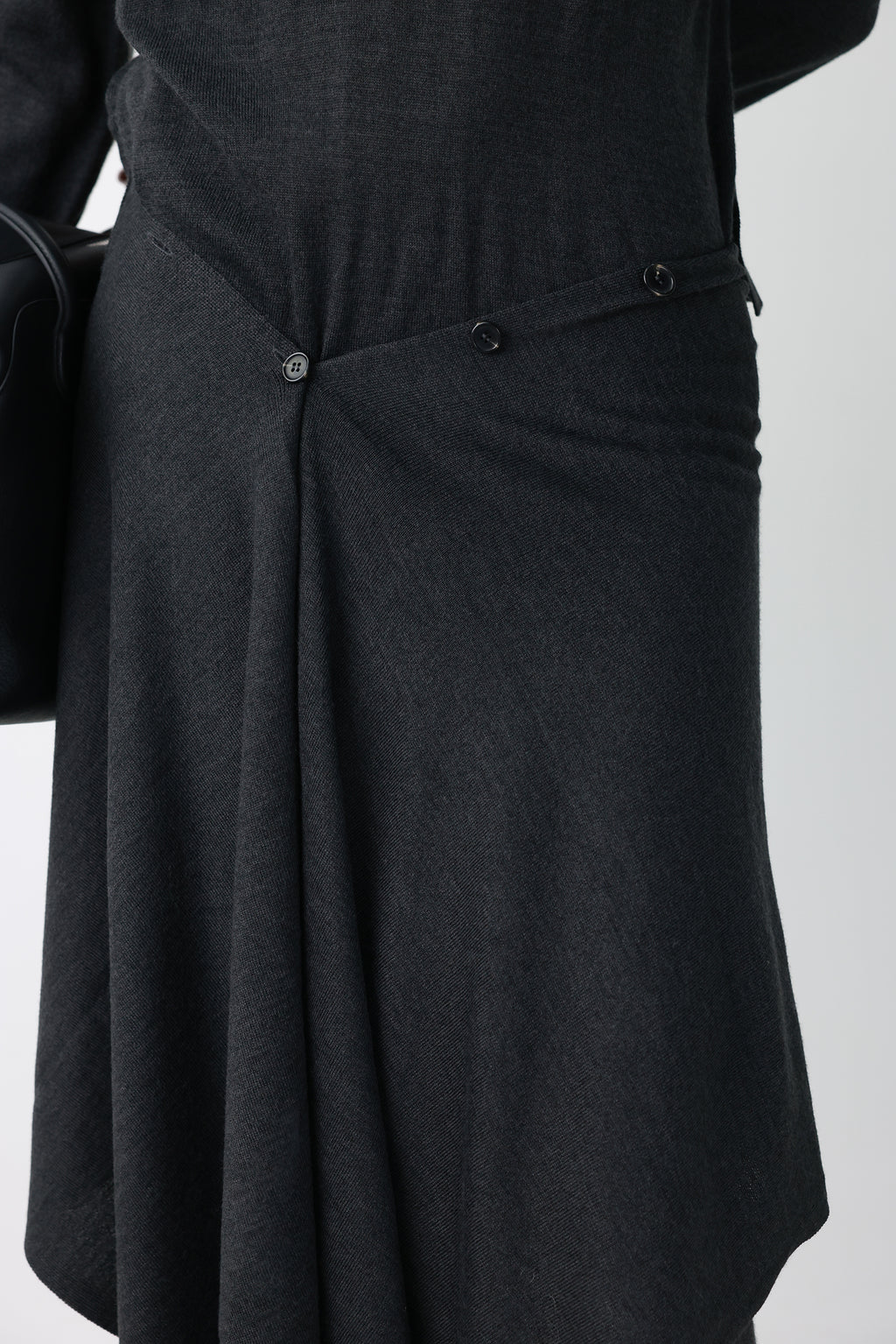 Wool blend knit dress charcoal
